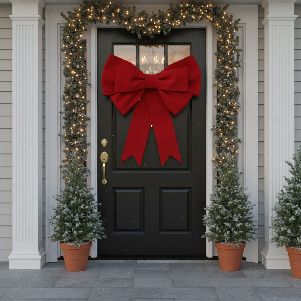 50x50 DUŻA KOKARDA DEKORACYJNA CZERWONA- OZDOBA ŚWIĄTECZNA NA DRZWI I PREZENTY