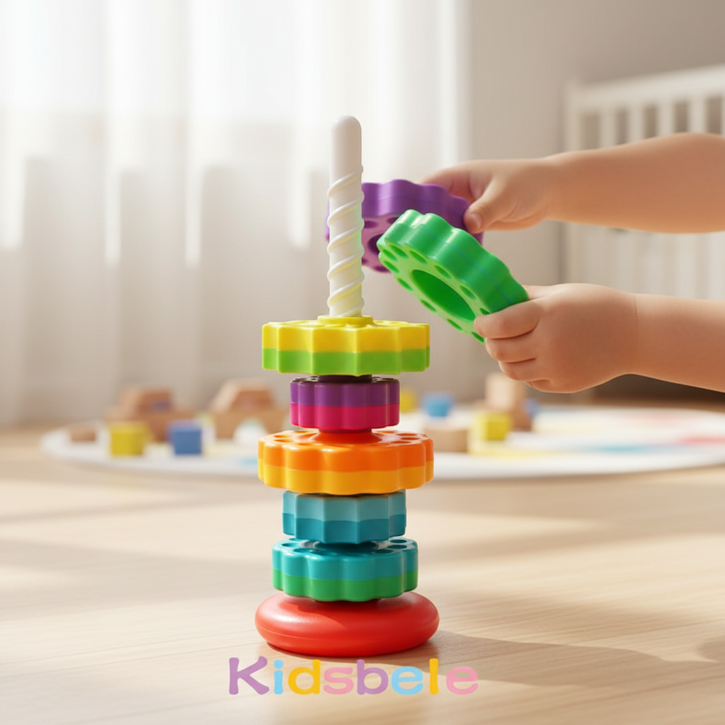 Dziecko bawiące się tęczą wirującą